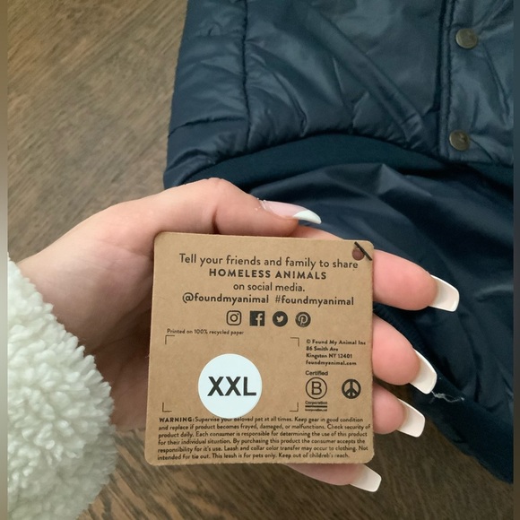 FOUND MY ANIMAL Dog Puffer Winter Jacket SZ XXL Navy Blue Made in USA BRAND NEW - Picture 3 of 16